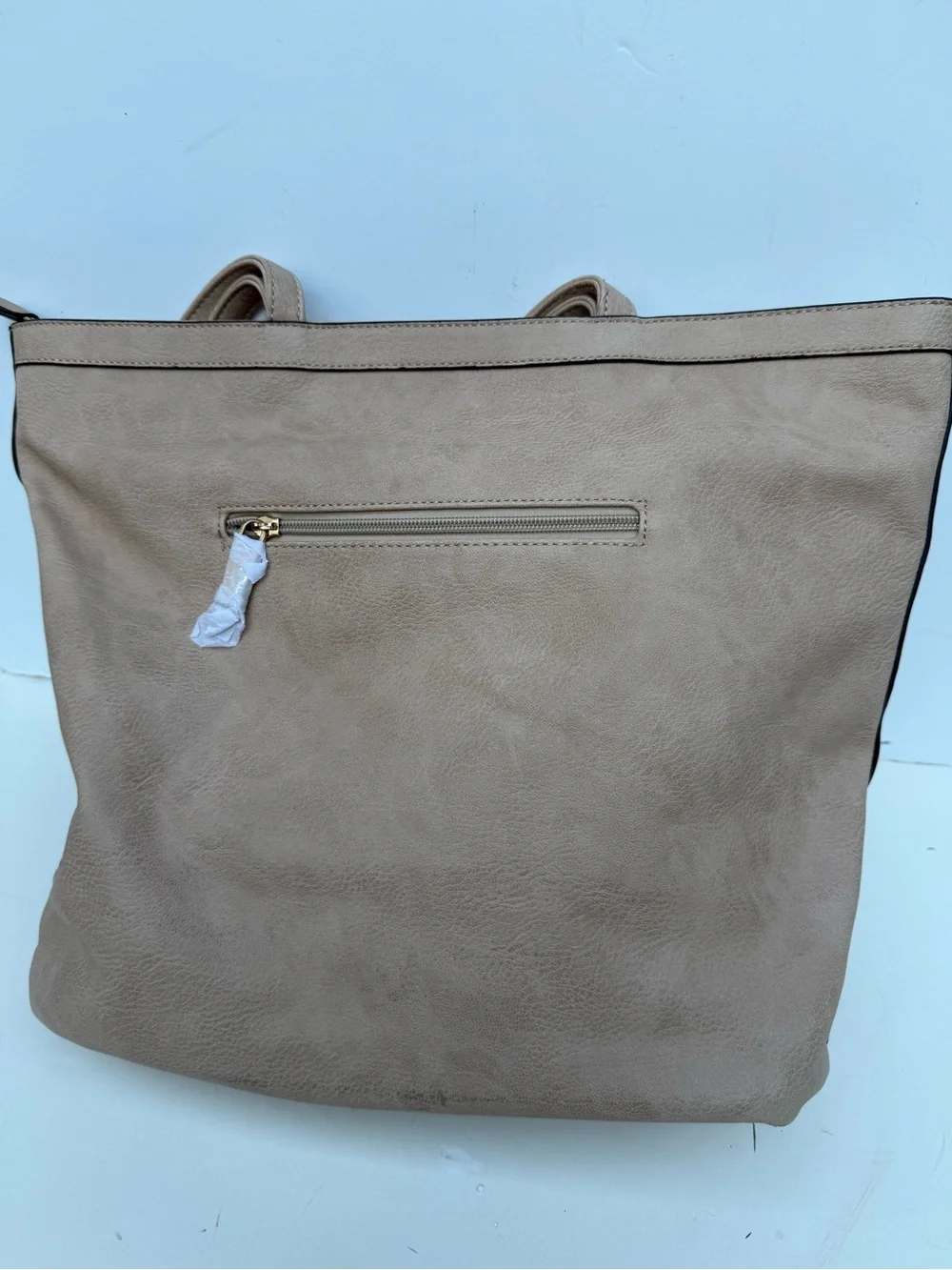 NWT Handbag Republic Studded Bow Tote Bag Beige Vegan Leather Bird Print Lining